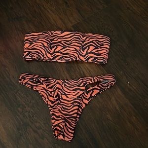 Zaful tiger strapless bikini